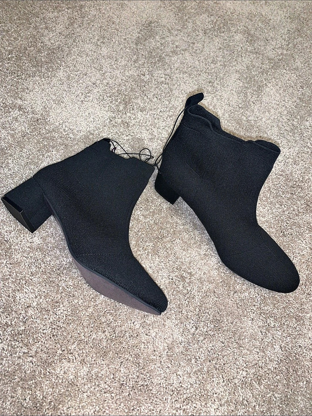 NEW Women’s Gloria Vanderbilt Knit Stretch Black Block Heel Ankle Boots Size 10